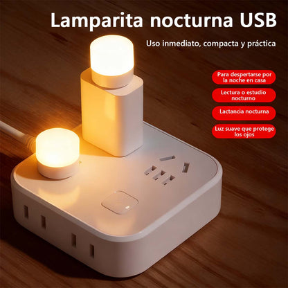 Lámpara de noche circular USB, mini y portátil, luz de ambiente creativa para mesita de noche, ideal para puestos de venta, dormitorio de estudiantes y luz protectora de ojos.