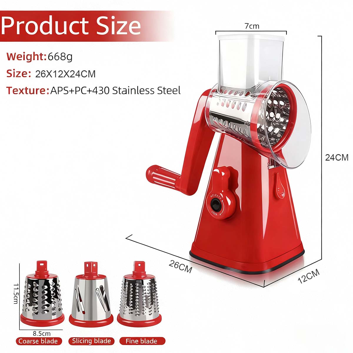 Cortador de tambor multifuncional para cocina, rallador manual doméstico, cortapapas en rodajas, máquina de rebanar queso y verduras.