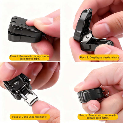 Cortaúñas portátil plegable, de acero inoxidable, llavero mini colgante, cortaúñas inclinado.