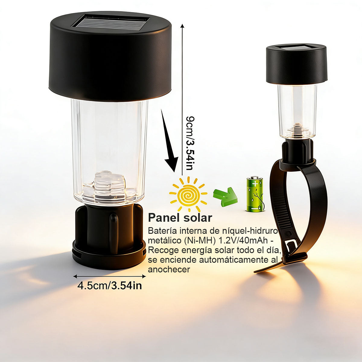 Luz solar de jardín de nuevo modelo · Lámpara con bridas para vallas y barandillas · Luz decorativa impermeable para balcón