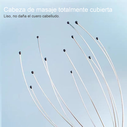 Masajeador de cabeza en forma de pulpo, de acero inoxidable grabado, relajante para la cabeza, con garras para masajear el cerebro.