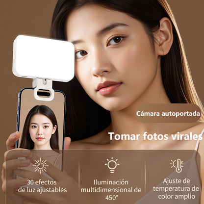 Luz de relleno con clip para móvil, portátil para selfies; iluminación para fotografía y video al aire libre; luz de bolsillo para iluminación de pantalla completa
