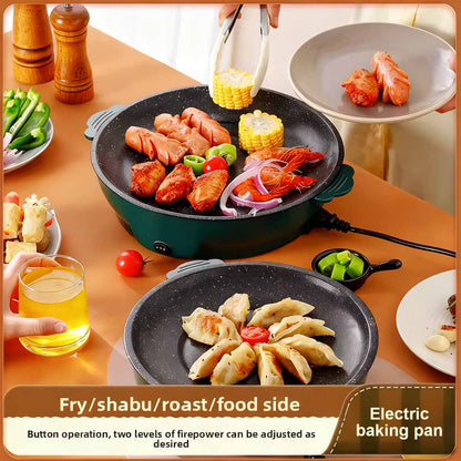 Parrilla eléctrica mini todo en uno para comida para llevar, sartén eléctrica doméstica portátil, antiadherente y sin humo.