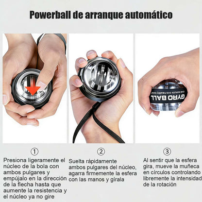 Bola de ejercicio para muñeca, 100 kg, 200 rpm, apta para fitness y alivio de estrés. Autoinicio, luces LED, operación silenciosa. Entrena fuerza de muñeca, antebrazo y agarre en cualquier lugar.