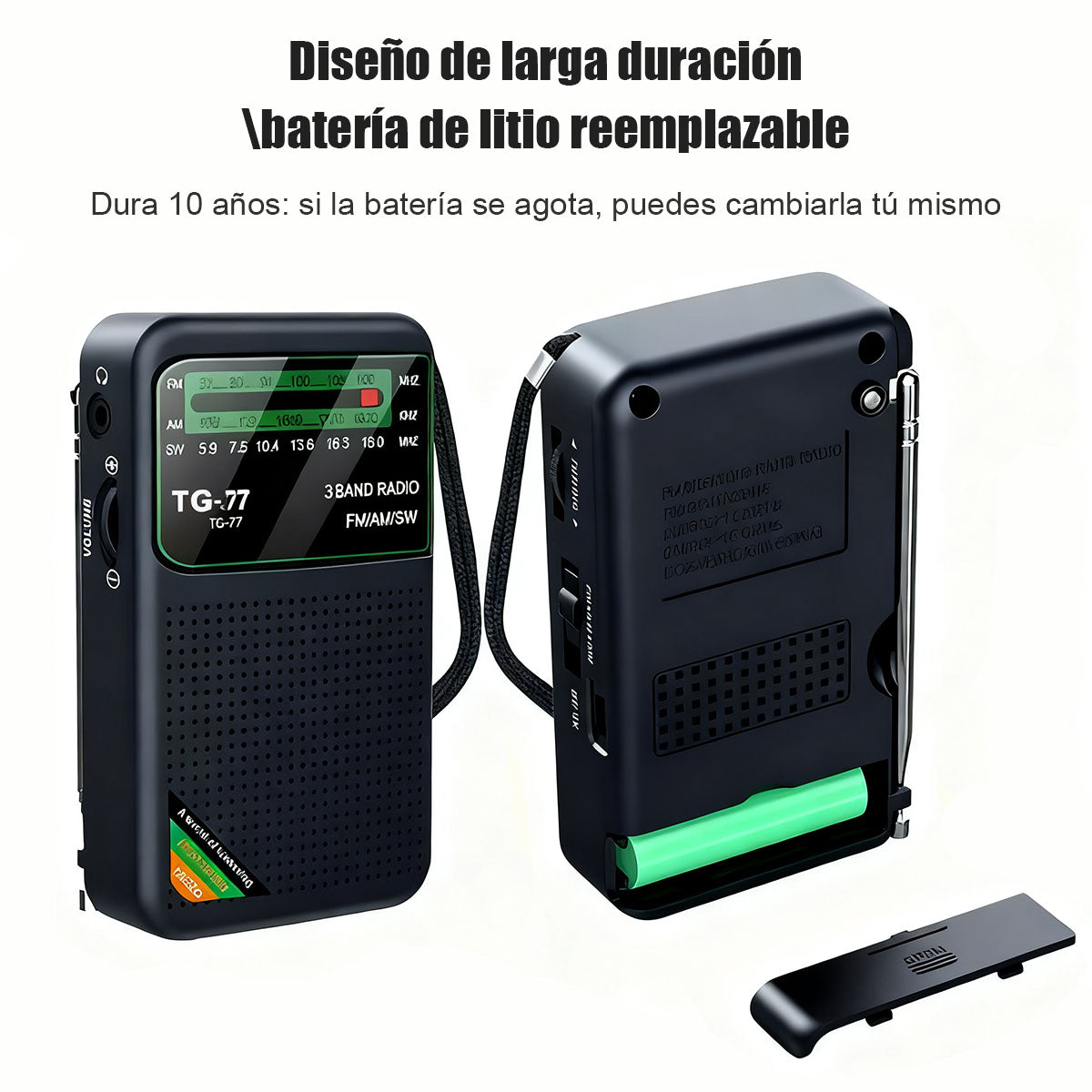 Radio de onda completa y frecuencia total, multifunción con búsqueda automática de emisoras.