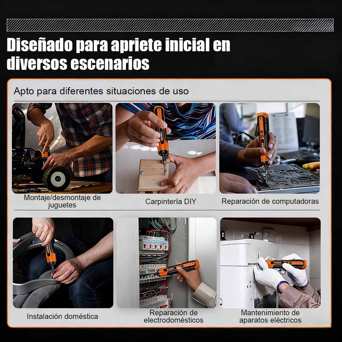 "Destornillador eléctrico recargable de litio, pequeño y portátil, kit de herramientas para casa, destornillador automático mini manual."