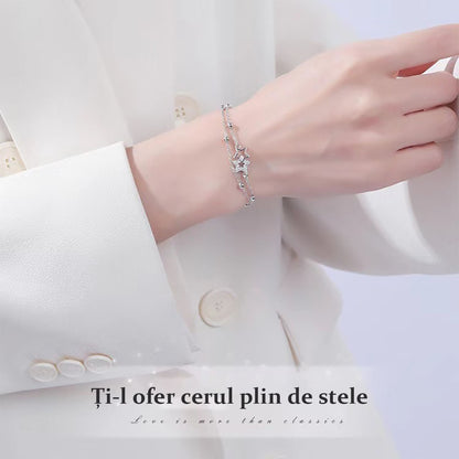 Brățară dublă „Povestea stelelor” pentru femei, stil coreean, lux ușor și delicat, design exclusivist de tip „ins”, colecție nouă cu pietre incrustate.