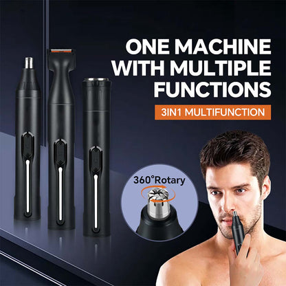 Nuevo kit de accesorios multifunción para hombre: Recortador eléctrico 3 en 1 (vello nasal, afeitado, patillas y cejas).