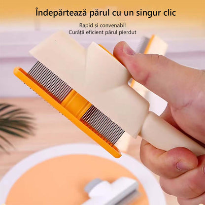 Perie pentru animale de companie, pieptene de îngrijire pentru pisici și câini, dispozitiv auto-curățat, îndepărtează părul mort, curățare pentru pisici și câini, perie pentru puf și volum pentru câini Teddy și pisici.