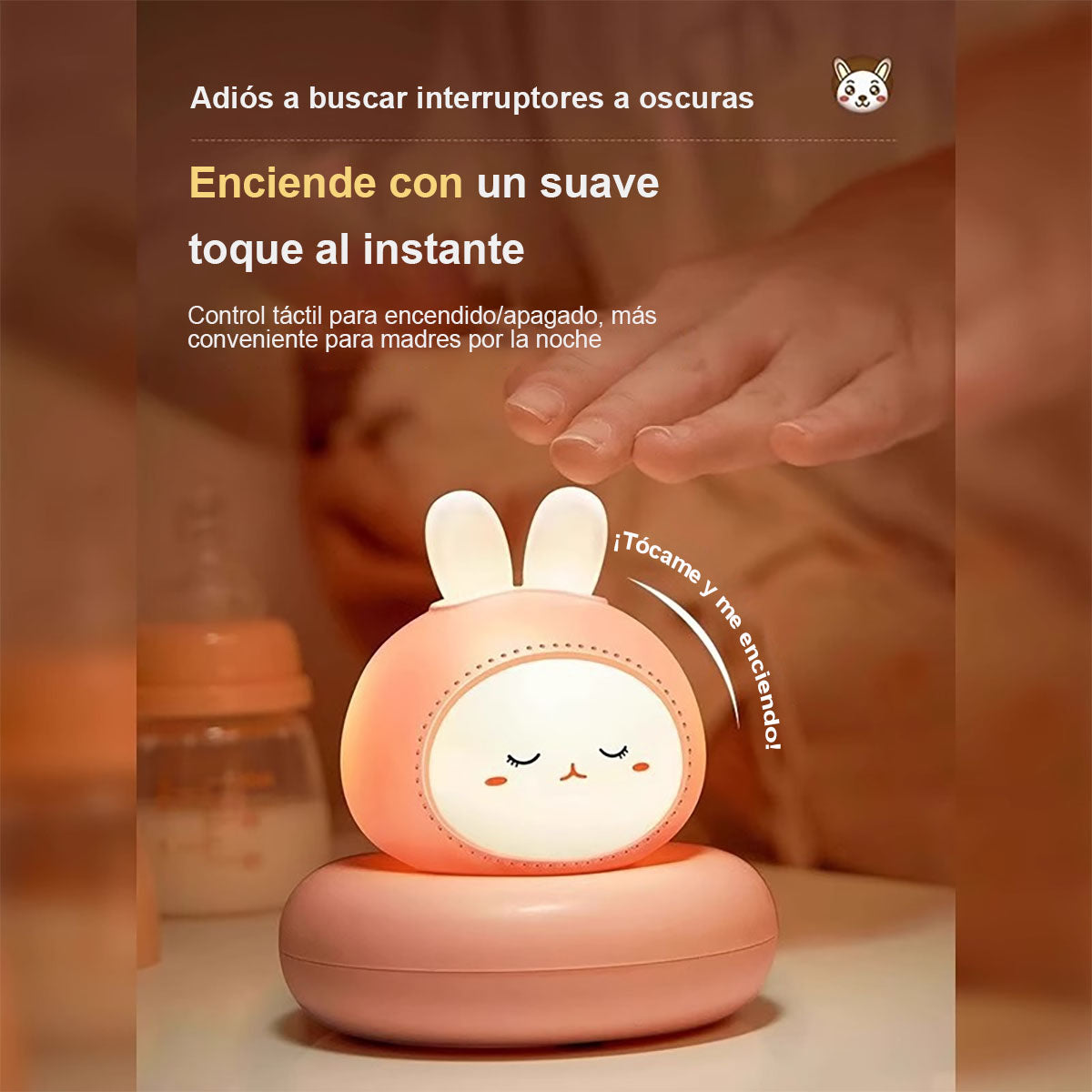 Lámpara de noche táctil con control por voz para dormitorio, luz de sueño, lámpara para alimentar al bebé, luz protectora de ojos infantil, lámpara de acompañamiento para cuarto de posparto, luz de cabecera infantil con diseño de personaje.
