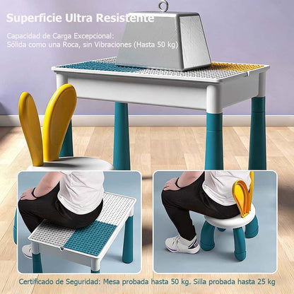 Mesa de bloques multifuncional para niños Bloques grandes para construcción, juguete educativo para armar, compatible con LEGO, ideal para aprender jugando.