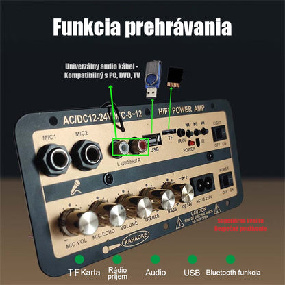 12V Bluetooth zosilňovač s kartou 24V vysoko výkonný zosilňovač, základná doska zosilňovača do auta