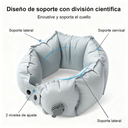 Almohada inflable en forma de U tipo bufanda, con bomba de inflado, portátil y fácil de guardar; almohada de viaje para cuello, ideal para trayectos largos.