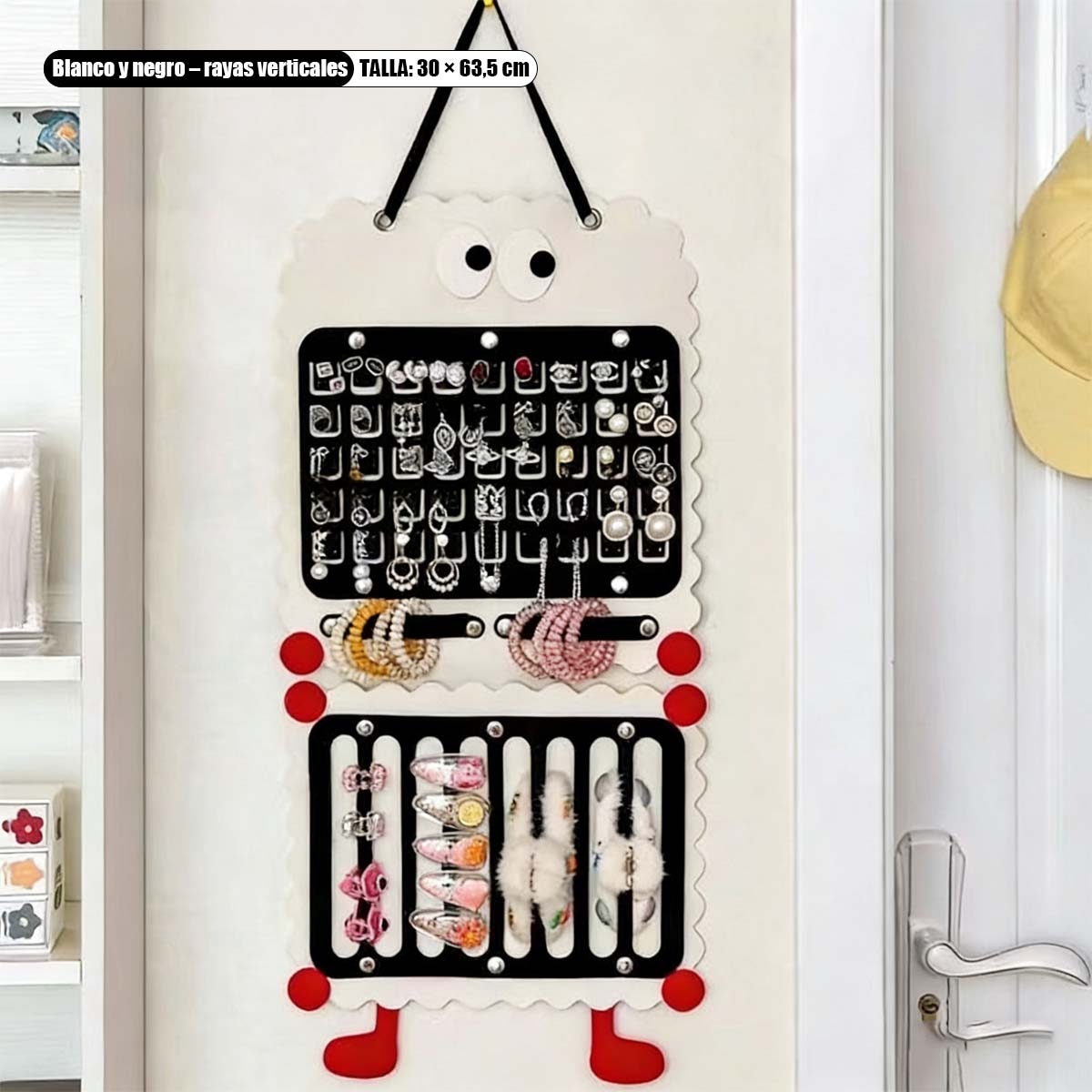 Organizador de pared adorable para accesorios de cabello, gran capacidad para horquillas, pinzas, bolsa colgante, pinzas de tiburón, exhibidor de fieltro para joyería.