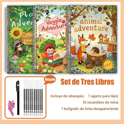 Nuevo cuaderno con ranuras en inglés para niños, cuaderno de dibujo preescolar, cuaderno de ejercicios divertido para colorear.