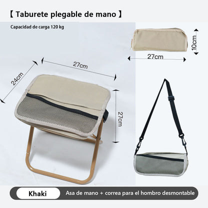 Estuche plegable para bolígrafos con banco portátil tipo banco de paja — bolso creativo que se convierte en mini banco para exteriores, ideal para personas perezosas que desean llevar un asiento miniatura donde quiera que vayan.