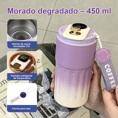 Nueva botella térmica inteligente con indicador de temperatura, de acero inoxidable 316, para hombre y mujer. Taza de café de alta estética, portátil y de diseño minimalista.