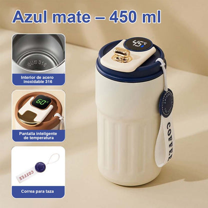 Nueva botella térmica inteligente con indicador de temperatura, de acero inoxidable 316, para hombre y mujer. Taza de café de alta estética, portátil y de diseño minimalista.