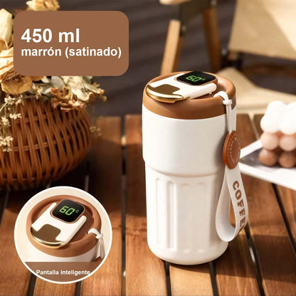 Nueva botella térmica inteligente con indicador de temperatura, de acero inoxidable 316, para hombre y mujer. Taza de café de alta estética, portátil y de diseño minimalista.