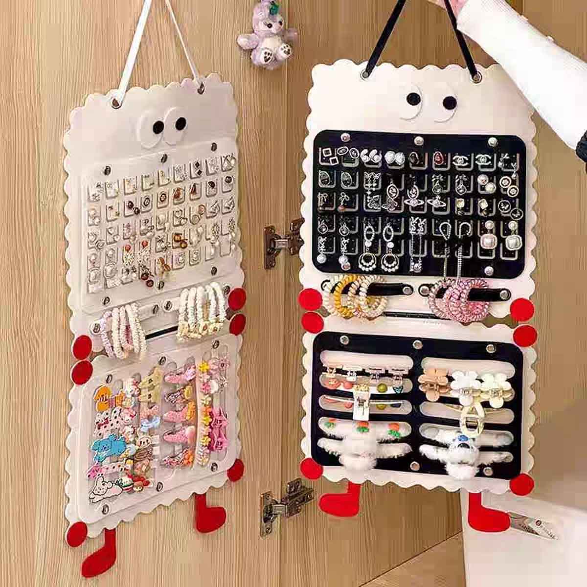 Organizador de pared adorable para accesorios de cabello, gran capacidad para horquillas, pinzas, bolsa colgante, pinzas de tiburón, exhibidor de fieltro para joyería.