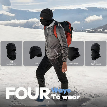 Capucha forrada con cuello/bufanda integrada, para hombre y mujer, abrigo térmico de otoño-invierno, protege cuello y cara contra el viento; ideal para ciclismo y uso diario.