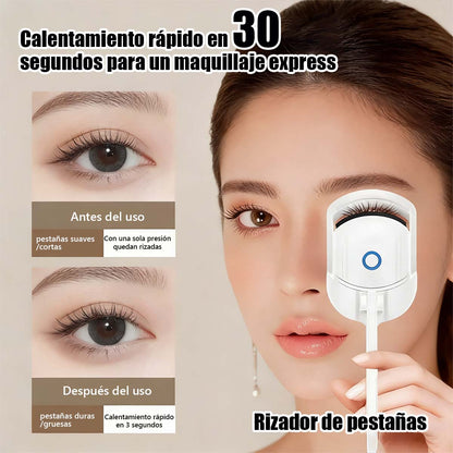 Rizador de pestañas eléctrico con calefacción - Dispositivo eléctrico para rizar las pestañas, carga USB, fijación duradera, portátil y fácil de usar para un rizado perfecto.