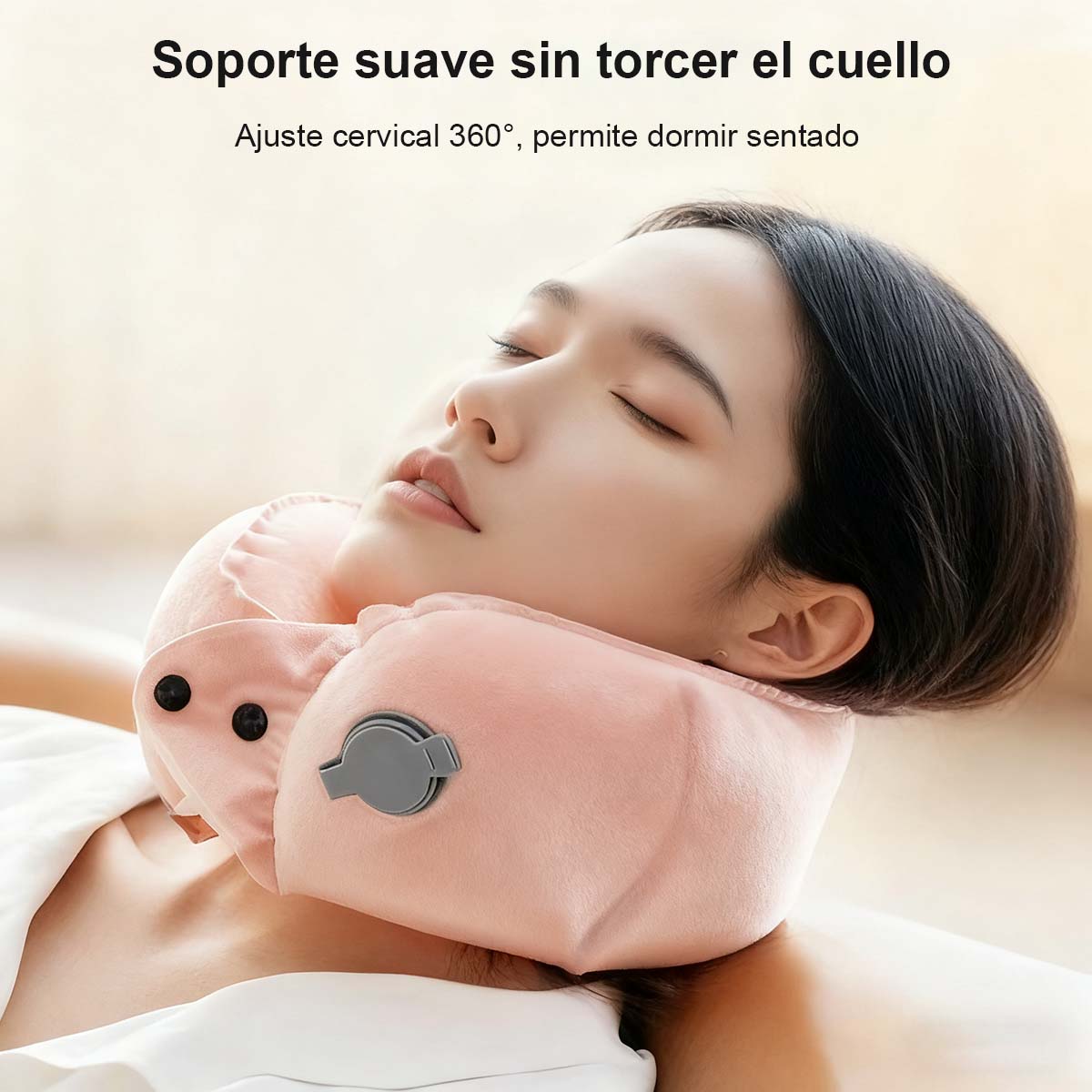 Almohada inflable en forma de U tipo bufanda, con bomba de inflado, portátil y fácil de guardar; almohada de viaje para cuello, ideal para trayectos largos.
