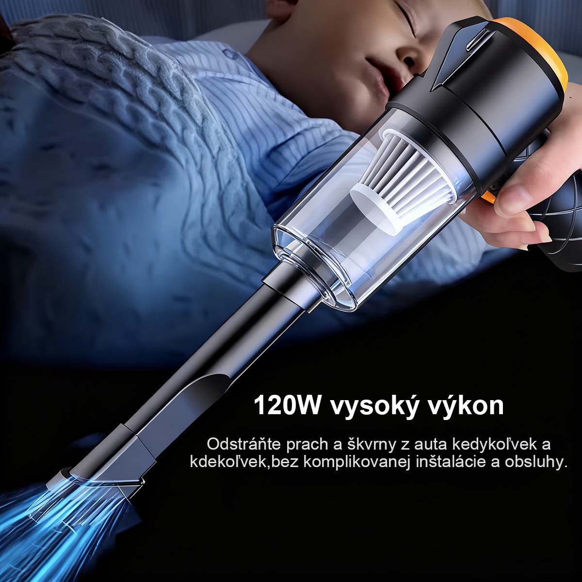 Bezdrôtový automobilový viacúčelový vysávač s ultra silným suchým sálaním, veľkou silou a prenosným nabíjateľným mini ručným vysávačom