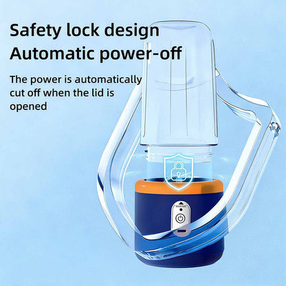 Licuadora exprimidora portátil multifuncional, vaso para jugo recargable con función de batidora y exprimidor.