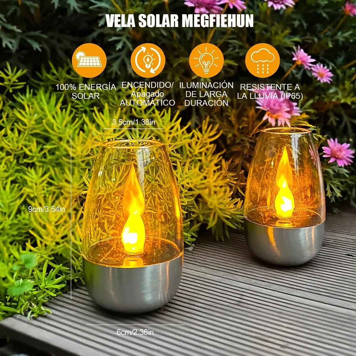 "Lámpara de copa de vino con vela solar, lámpara LED impermeable para exteriores, ideal para decorar jardines, céspedes y patios, creando una atmósfera agradable y una iluminación paisajística."