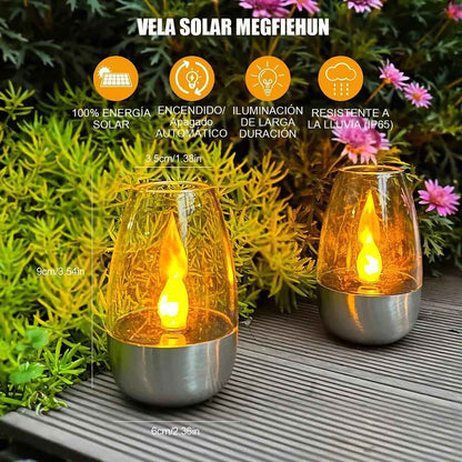 "Lámpara de copa de vino con vela solar, lámpara LED impermeable para exteriores, ideal para decorar jardines, céspedes y patios, creando una atmósfera agradable y una iluminación paisajística."
