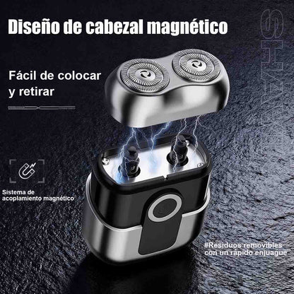 "Nuevo modelo de afeitadora eléctrica para hombres, cabezal magnético, mini portátil, afeitadora de doble cabezal."