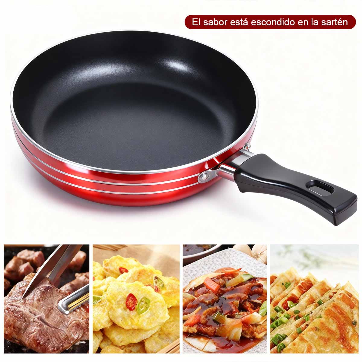 Sartén pequeña antiadherente mini de fondo plano y engrosado para freír huevos y bistecs