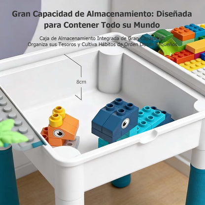 Mesa de bloques multifuncional para niños Bloques grandes para construcción, juguete educativo para armar, compatible con LEGO, ideal para aprender jugando.
