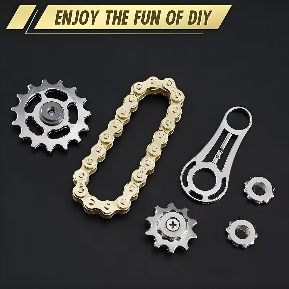 Girator de deget cu lanț și roată dințată, jucărie anti-stres