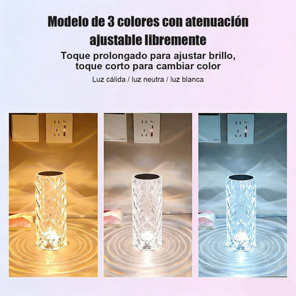 Lámpara de ambiente creativa con decoración de rosa, lámpara de mesa recargable para cabecera de cama, luz nocturna viral de moda.