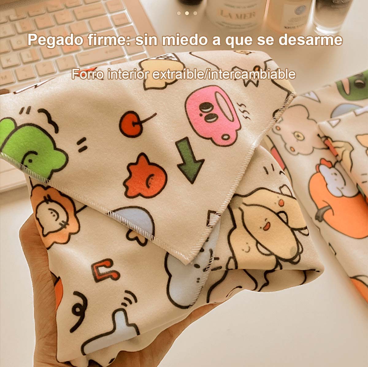 Estuche para maquillaje, funda para cámara, tela mágica, funda de lente de cámara para fotografía, tela autoadhesiva plegable para almacenamiento.