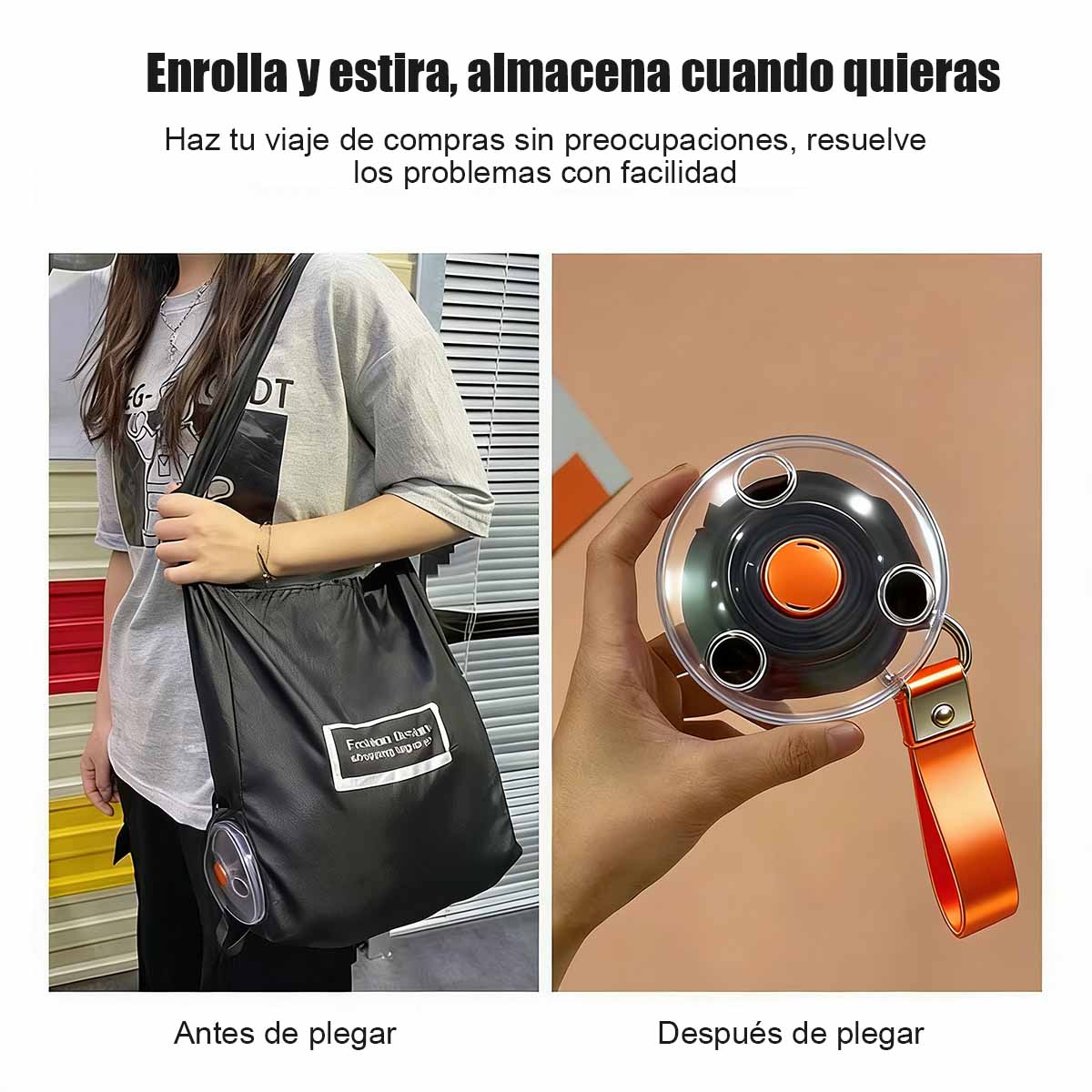 Bolsa plegable de disco pequeño multifuncional portátil, bolsa de compras creativa con expansión y almacenamiento, bolsa de almacenamiento conveniente con plato giratorio.