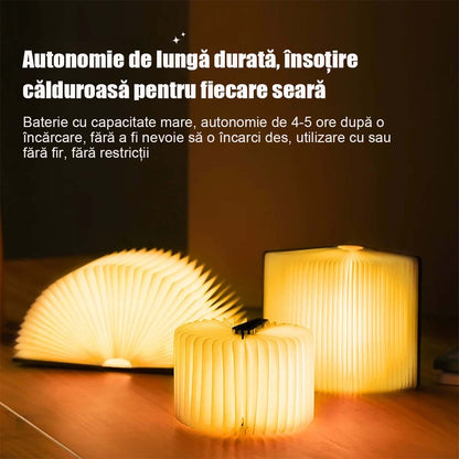 Lampă pliabilă în formă de carte din piele PU, cu 7 culori, lampă creativă pentru atmosferă în dormitor, cadou de zi de naștere, suvenir pentru sărbători și aniversări.