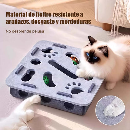 Juguete para gatos, juguete interactivo para entretenimiento, caja de fieltro con laberinto y agujeros para gatos, bola con cascabel para estimular la inteligencia de los gatos.