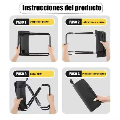 Estuche plegable para bolígrafos con banco portátil tipo banco de paja — bolso creativo que se convierte en mini banco para exteriores, ideal para personas perezosas que desean llevar un asiento miniatura donde quiera que vayan.