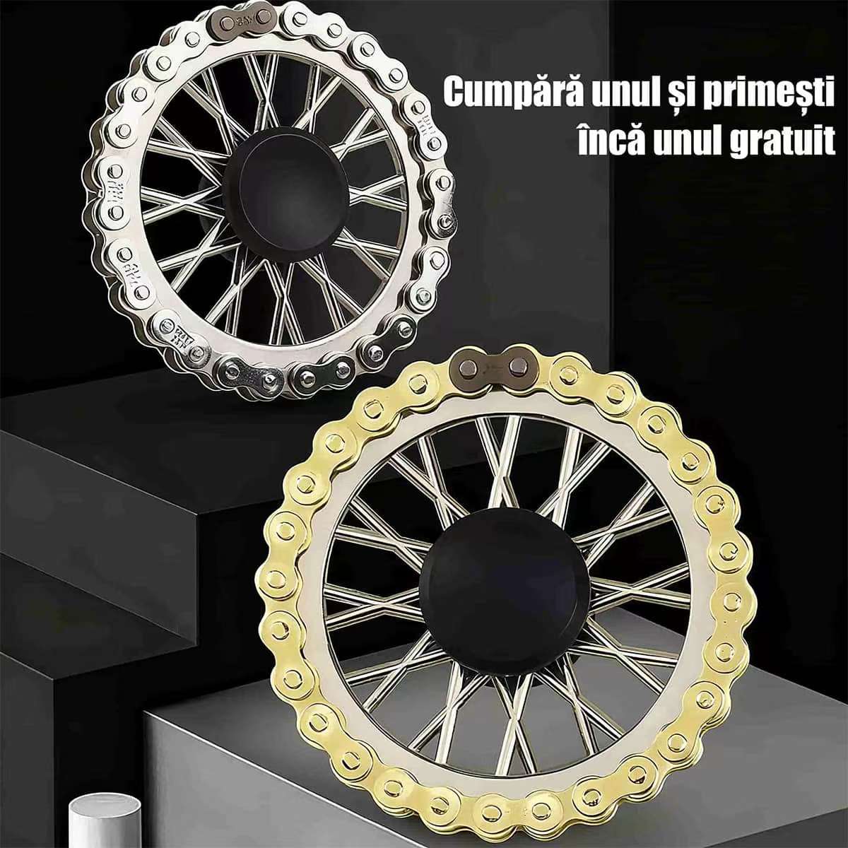 Girator de deget cu lanț și roată dințată, jucărie anti-stres