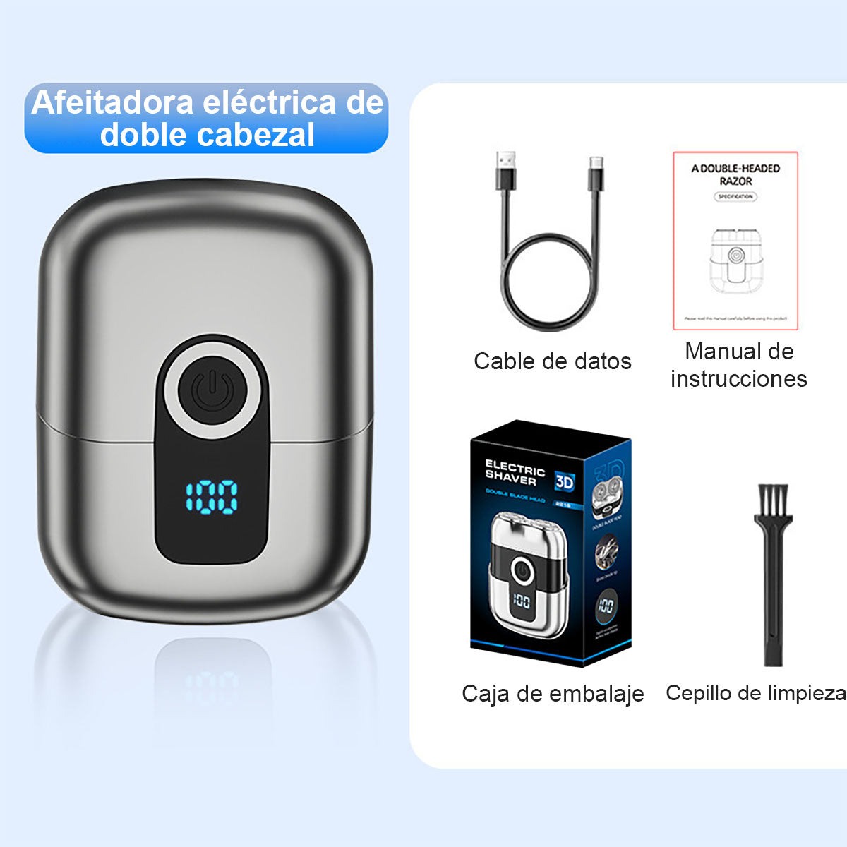 "Nuevo modelo de afeitadora eléctrica para hombres, cabezal magnético, mini portátil, afeitadora de doble cabezal."