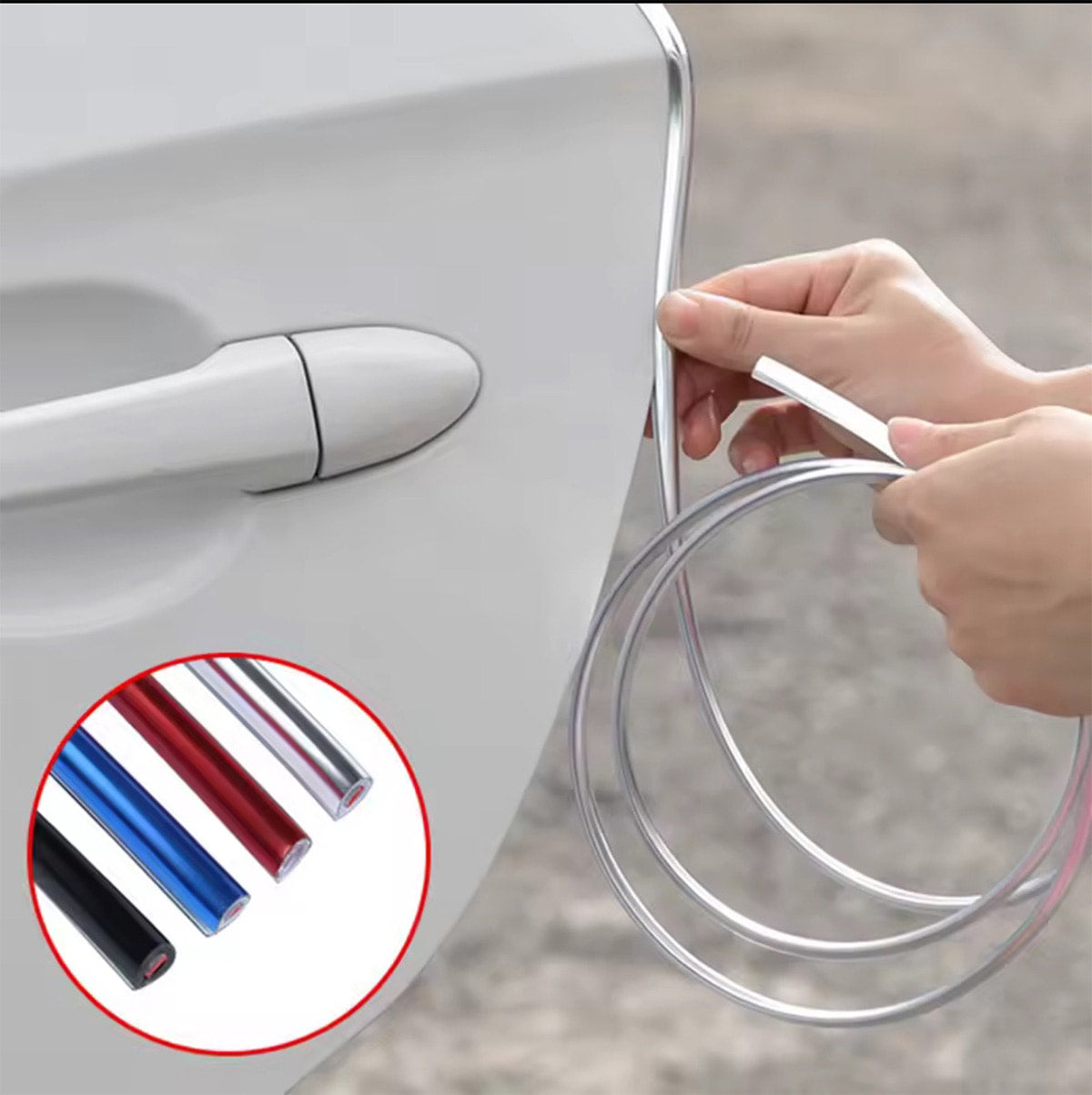 Bandă de protecție anticoliziune pentru ușa auto, protecție laterala anti-zgârieturi, bandă adezivă lucioasă pentru protecție.