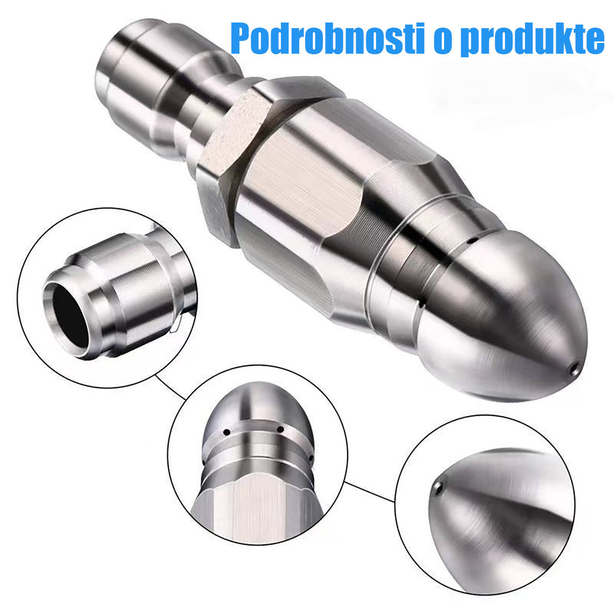 Vodná myš vysokotlaková tryska z nehrdzavejúcej ocele na čistenie a odblokovanie kanalizačných rúr