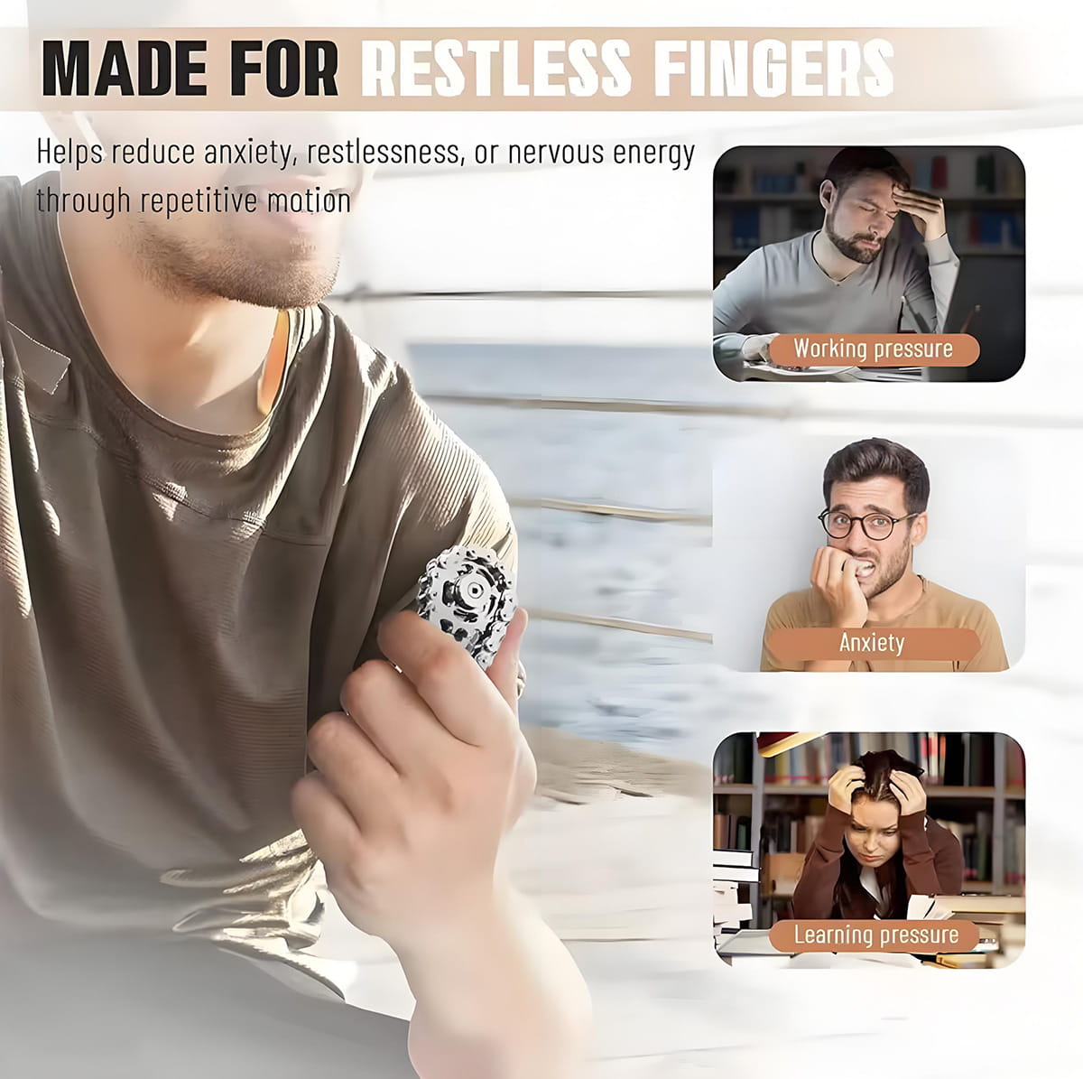 Girator de deget cu lanț și roată dințată, jucărie anti-stres