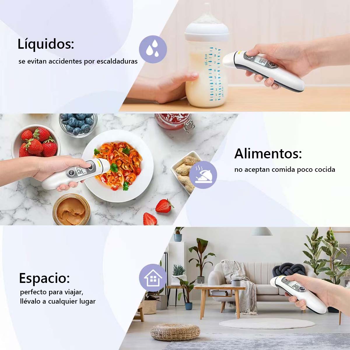 Termómetro frontal para uso doméstico, termómetro Bluetooth para oído, termómetro infrarrojo de doble uso frente-oído