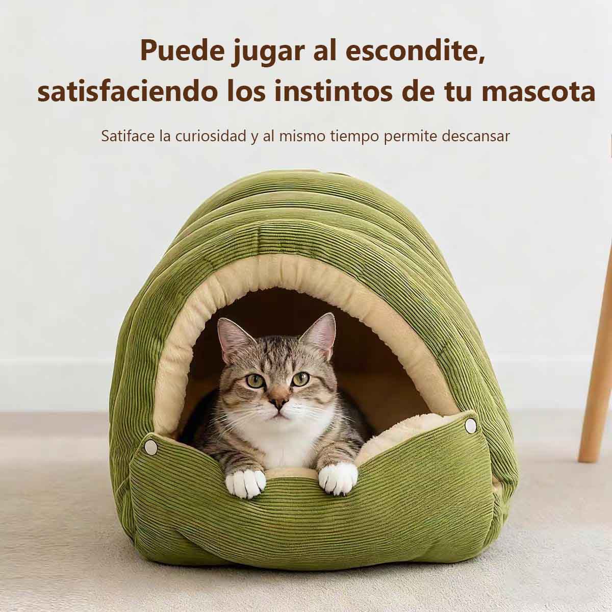 Cama cerrada y desmontable para gatos, tamaño grande y acolchada, cálida para invierno, con sensación de seguridad, apta para todas las estaciones; también se puede usar como cama para perros.