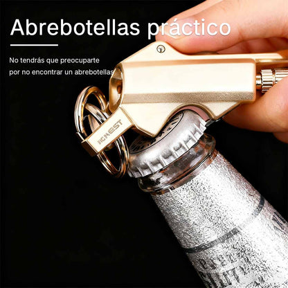 Encendedor de queroseno multifuncional, fósforo reutilizable, llavero portátil, abrebotellas.