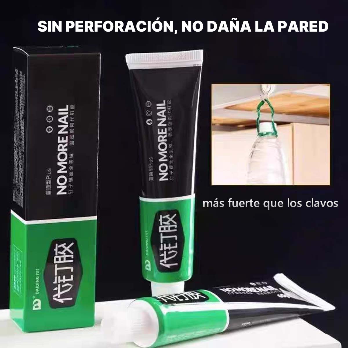 Pegamento universal para uso doméstico - Pegamento sin clavos, ideal para paredes, azulejos, fuerte adherencia, impermeable y a prueba de humedad, también para puertas y ventanas de vidrio.